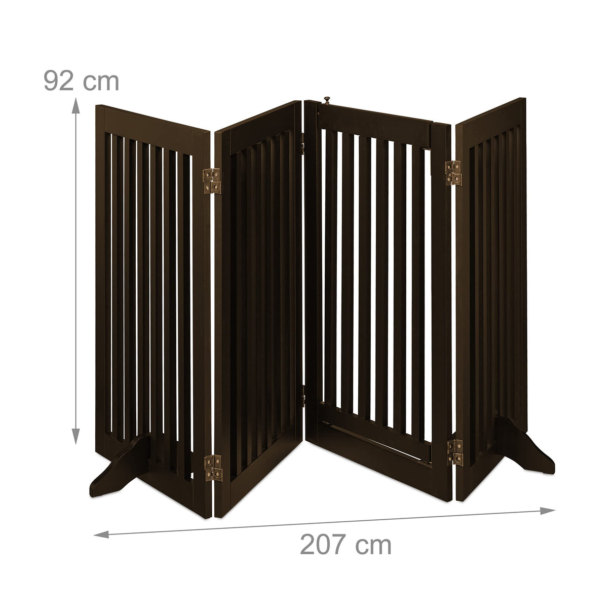 Relaxdays Barrera Seguridad Niños, Valla Protectora, Puerta, 92x206cm, Plegable, Cerca Protección Bebés, Perros, Marrón, Tablero de Fibras