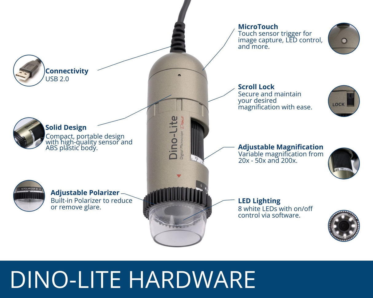 Dino-Lite AM4113ZT Microscopio USB digital con polarizador integrado