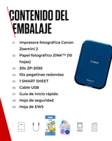Canon Zoemini 2 Kit de Impresión – Impresora Fotográfica Portátil y Compacta – Bluetooth 5.0 – Carga Rápida USB C Ideal para Viajes (Azul Marino)