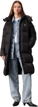 Calvin Klein Abrigo Mujer Down Long Puffer impermeable, Negro (Ck Black), XL