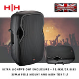 VECTOR by HH Electronics VRE-15AG2 - Altavoz activo moldeado con Bluetooth - 800 W - 15" LF + 1" CD