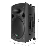 Ibiza - PORT15VHF-BT - Altavoz portátil 15"/800W MAX con 2 micrófonos (VHF), Mando a Distancia y Funda Protectora - Bluetooth, USB, SD - 6 a 8h de autonomía - Speaker Box