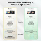 Xencelabs Pen Display 16 Bundle 4K OLED Tableta Gráfica Profesional con Pantalla de 16" con Quick Keys Monitor de Dibujo y 2 Plumas sin Batería para Windows-Arm/Windows/Mac/Linux