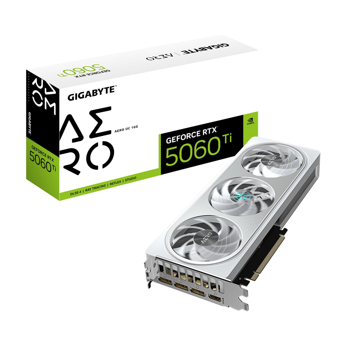 Gigabyte GeForce RTX 5060 Ti Aero OC 16G Tarjeta Gráfica – 16 GB GDDR7, 128 bits, PCI-E 5.0, 2647MHz Frecuencia del núcleo, 3 x DisplayPort, 1 x HDMI, GV-N506TAERO OC-16GD