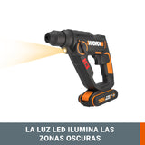 WORX H3 Martillo perforador sds plus 20V Máx. | WX390.1 | PowerShare | Incluye 2 baterías 2Ah, cargador y maletín | 1,2J | Velocidad variable | Ligero y compacto | Válido para mampostería y hormigón