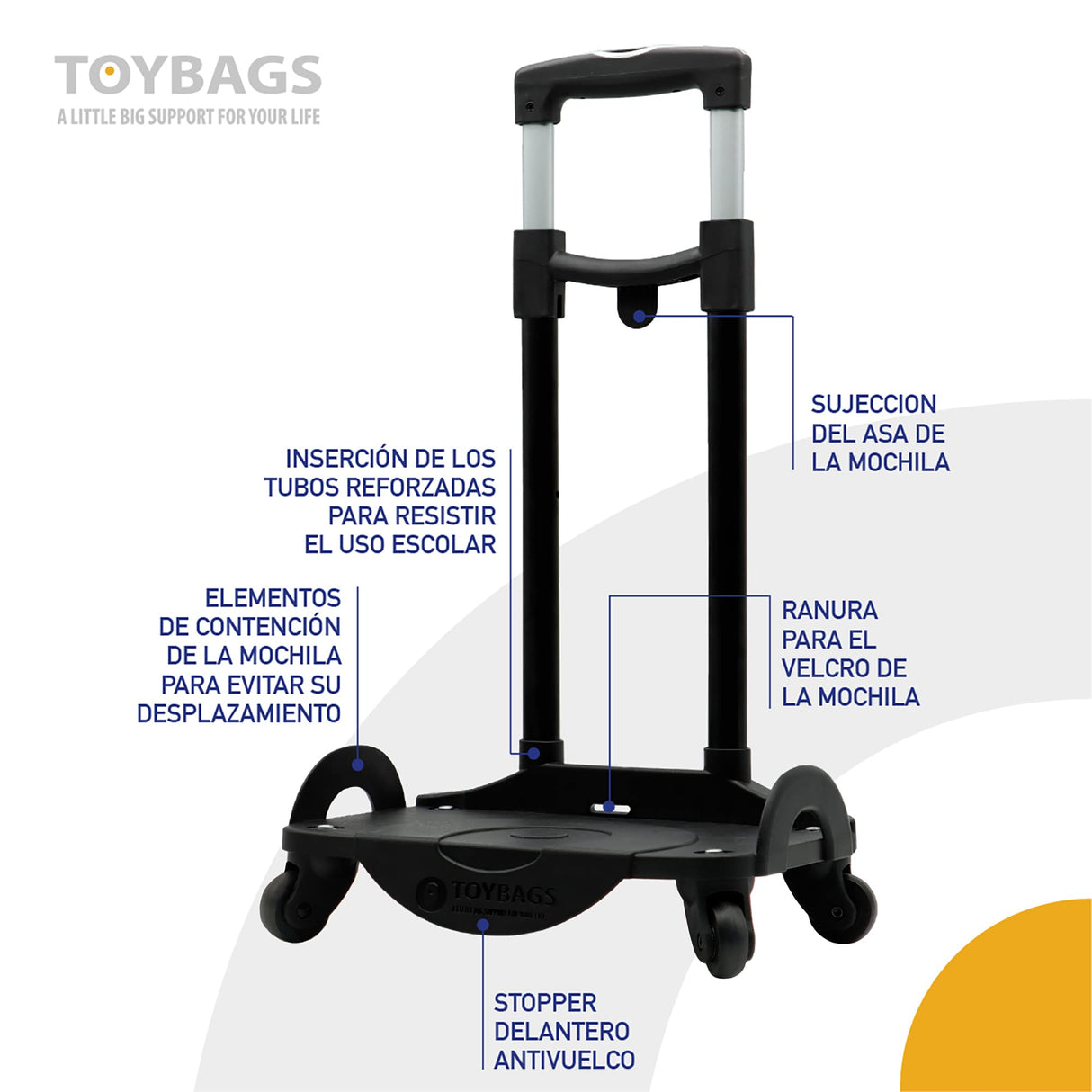 ToyBags Mochila Escolar Super Mario - Doble Compartimento Adaptable + Carro Negro Proteccion Lateral Y STOPER Frontal Anti CAIDA 4 Ruedas giratorias - 45 X 32 X 20 CM