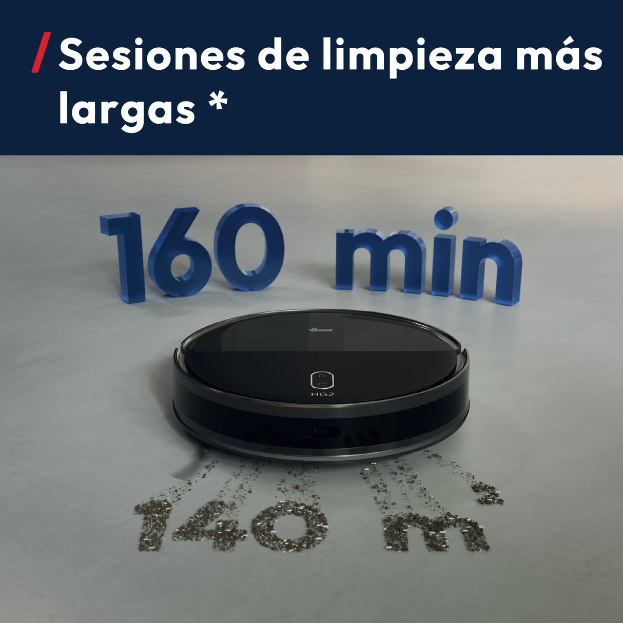 Hoover HG2 Hydro Robot Aspirador y Friegasuelos, Ultrafino – 5000Pa de Succión, Navegación Láser, Limpieza Bajo Muebles, 160 Minutos de Autonomía, App HG Robots [HG2Z30H]