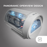Mars Gaming MC- CYLON, Caja Gaming MicroATX, Diseño Cilíndrico de Turbina, Panel Cristal Templado y Ventana Superior Curvada Panorámica, Ventilador Frontal RGB 200mm + Ventilador Trasero 120mm, Blanco