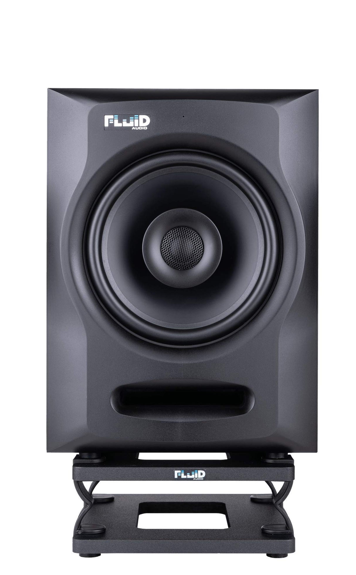 Fluid Audio DS8 Monitorständer Lautsprecherständer para Studio-Monitores (Höhenverstellbar, Erhöhung, Stativ, Halterung, vibrationsdämpfend, Negro, 1 Par, 8 Pulgadas, ideal para Audio-Profis), Negro