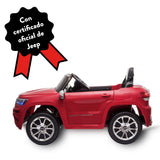 FEBER Jeep Cherokee Rojo 12V, Coche eléctrico, 1 Plaza, radiocontrol: Faros con luz, 2 Marchas, Acelerador y Freno eléctrico, de 3 a 8 años, Famosa (800013450)