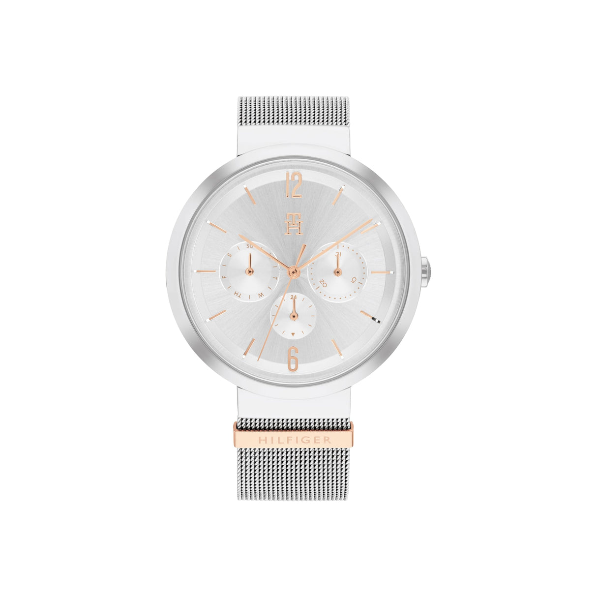 Tommy Hilfiger Reloj Analógico de Cuarzo Multifunción para Mujer con Correa de Malla de Acero Inoxidable Plateada - 1782537