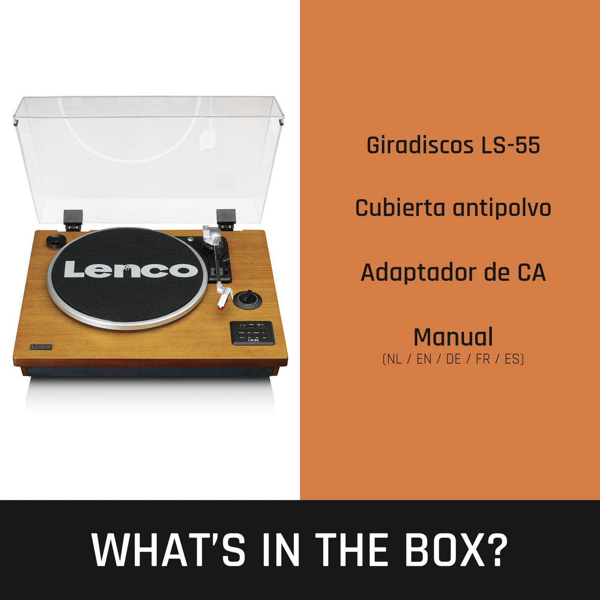 Tocadiscos Lenco LS-55 con Altavoces Integrados - Recepción Bluetooth - Codificación Directa de MP3 a Medios de Almacenamiento - 2 x 5 vatios RMS - Entrada USB - AUX - Marrón