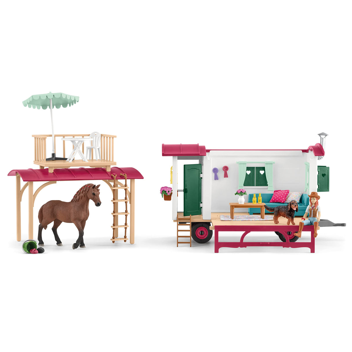 Schleich 72205 Acampada con la Caravana, a Partir de 5 años, Horse Club - playset, 73 x 23 x 23 cm