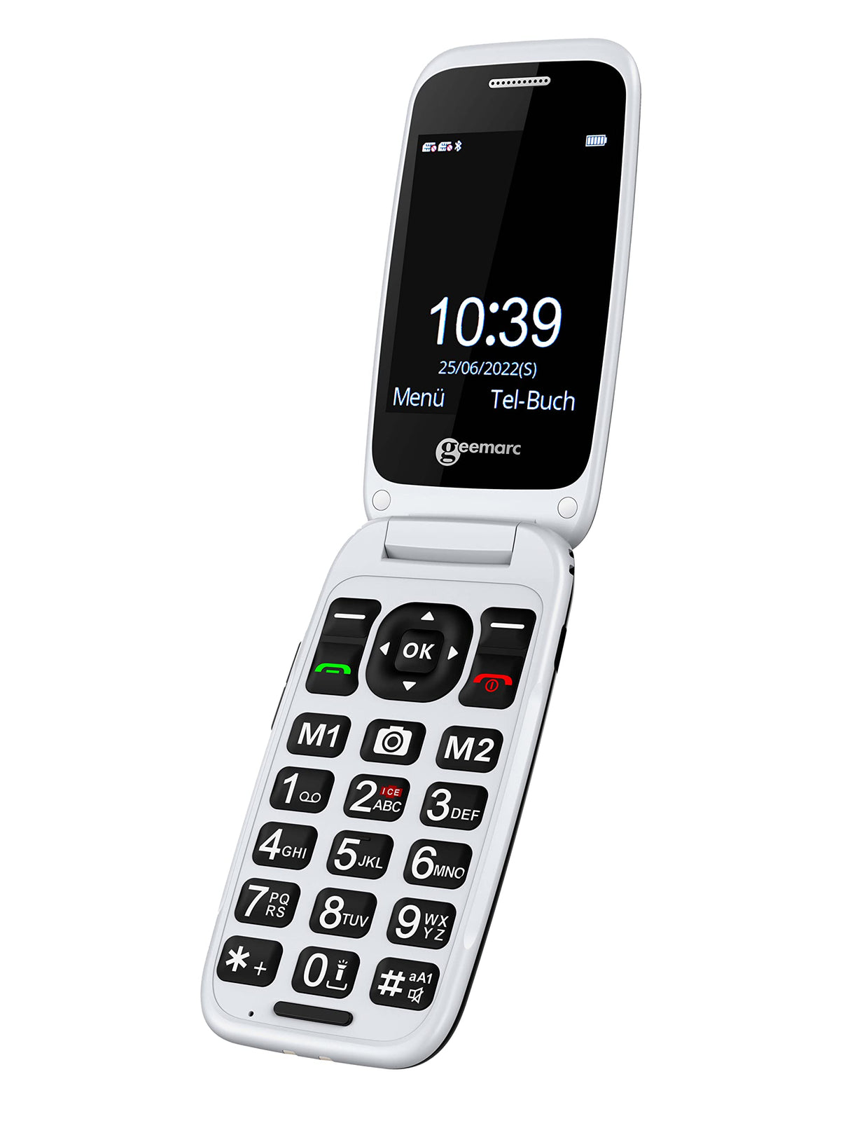 Geemarc CL8700 - Teléfono Móvil Clamshell 4G Amplificado con Botones Grandes, Función SOS y Teclas de Memoria para Personas Mayores con Discapacidad Auditiva - Desbloqueado y Bluetooth - Versión ES