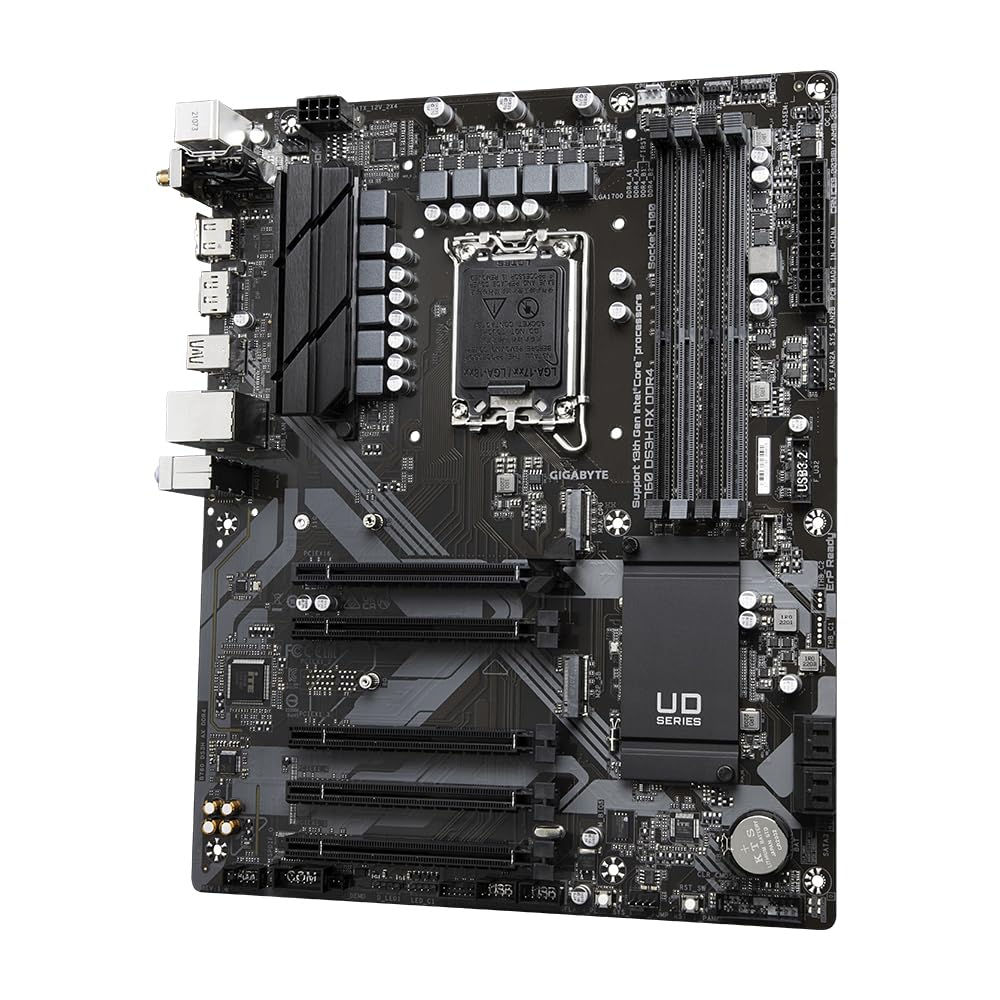 GIGABYTE B760 DS3H AX DDR4 Placa Base - Compatible con procesadores Intel Core de 14ª generación, VRM digital de 8+2+1 fases, hasta 5333MHz DDR4 (OC), 2x PCIe 4.0 M.2, Wi-Fi 6E, GbE LAN, USB 3.2 Gen 2