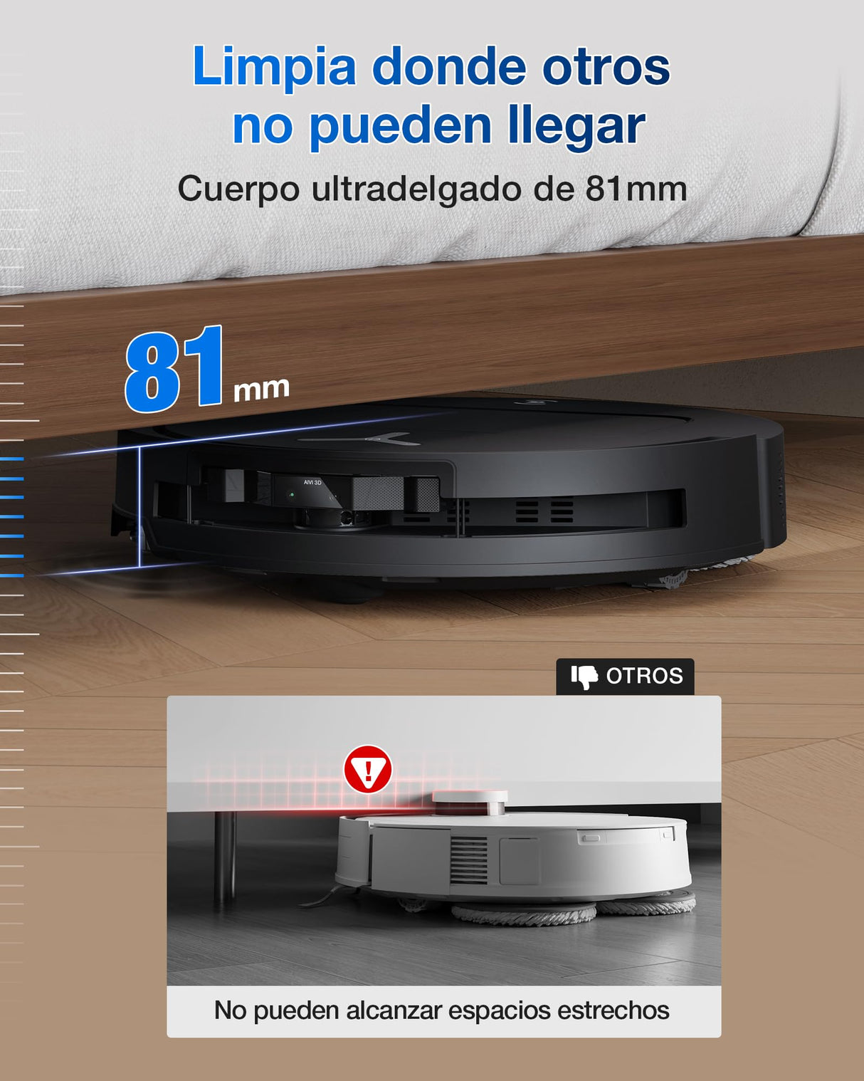 ECOVACS Deebot T50 Omni Gen2 Robot Vacuum Cleaner, 15000 Pa, Extendable Side Brush and Mops, ZeroTangle 2.0, Washing with Hot Water at 75 °C, Ultrathin 81 mm, Black