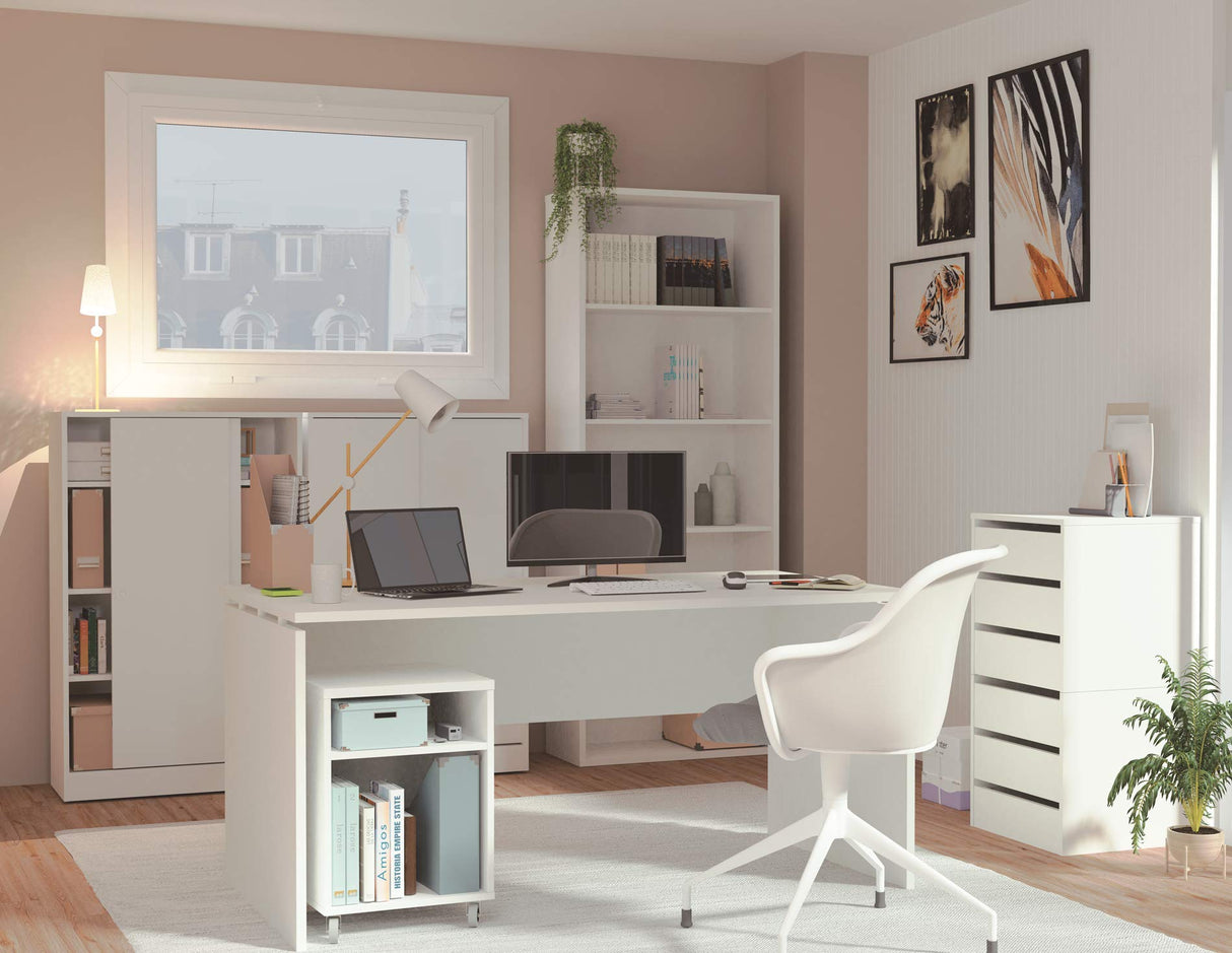 MUEBLES PITARCH | Armario Auxiliar Multiusos bajo Puertas Correderas para Limpieza, cocinas, galerías, despachos 120x74x33cm (Alto x Ancho x Fondo), Blanco, Colección Tibet