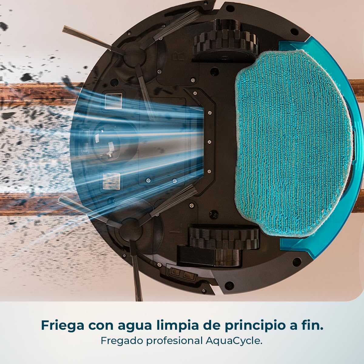 Cecotec Robot Aspirador con Navegación Giroscópica y App Conga M10 X-Treme. 2000Pa, Barre, Aspira, Friega y Pasa la Mopa, Autonomía 120mins, Sensores Anticaídas y 2 Cepillos Laterales