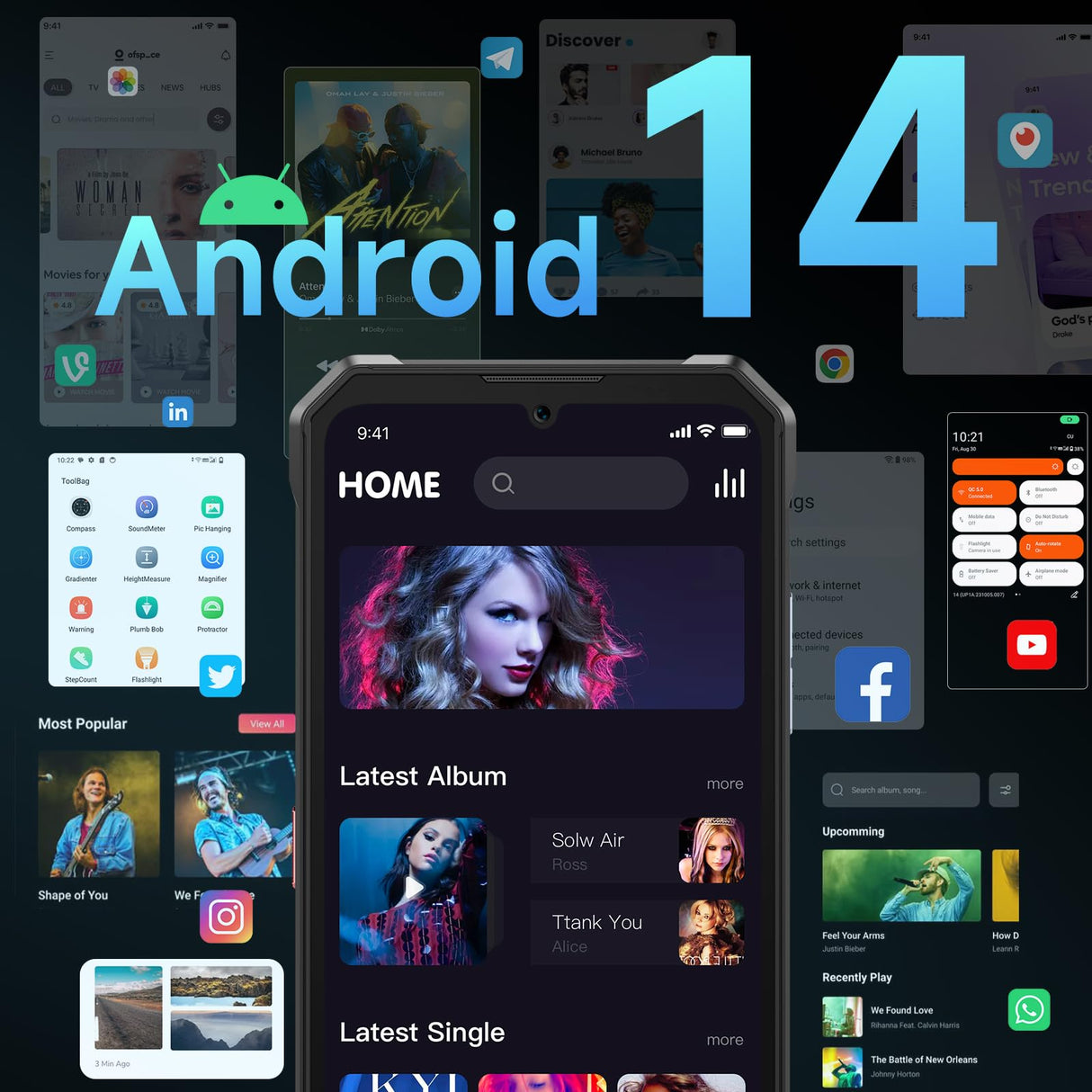 FOSSiBOT F109 5G Móvil Robusto,10600mAh, Teléfono móviles Resistente,Android 14, Pantalla Doble 6,745" FHD+, 20GB RAM + 256 GB ROM/2TB TF Card,IP68/69K, Dual 5G,NFC,OTG,GPS