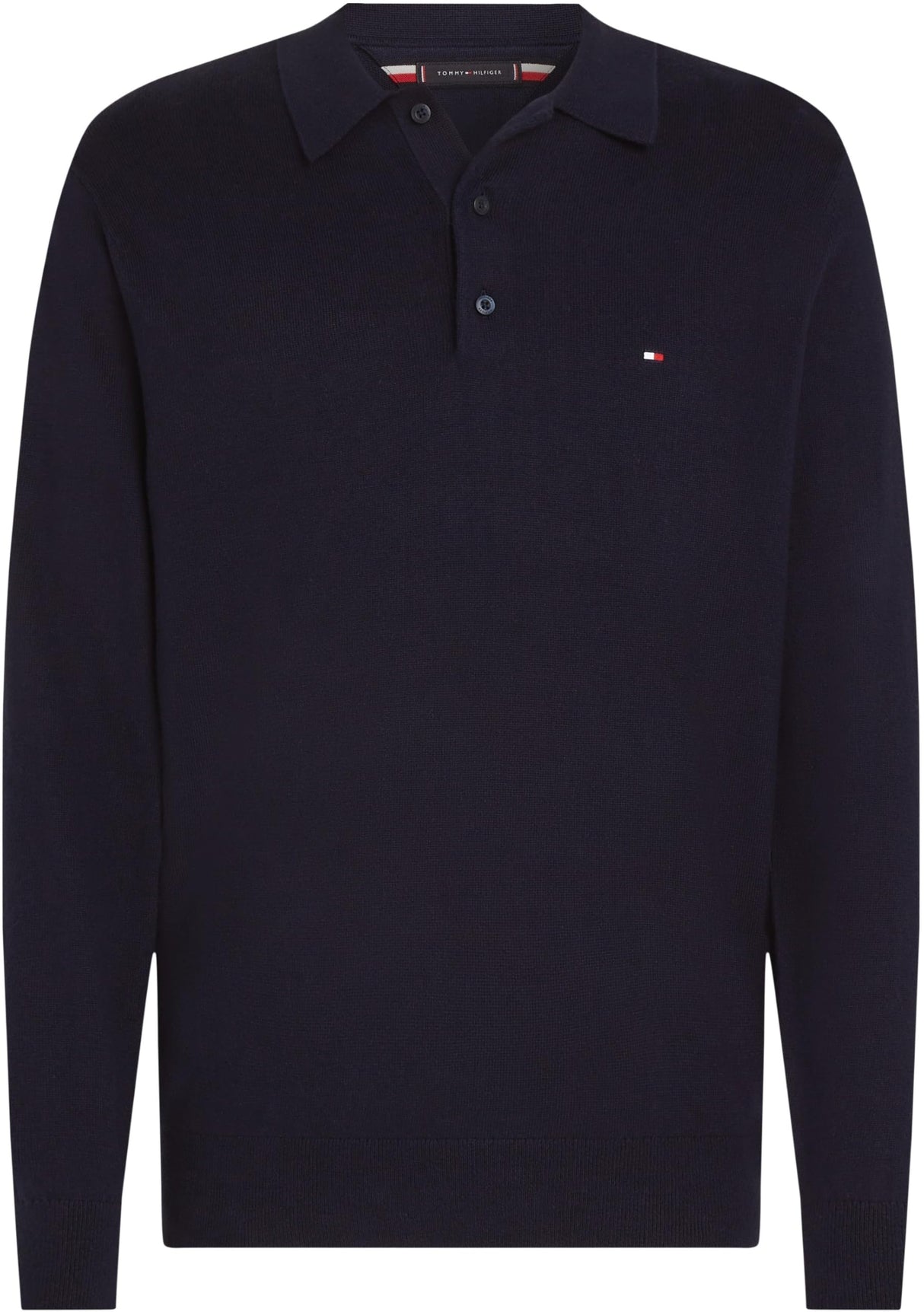 Tommy Hilfiger Jersey Hombre Pima Cashmere con Cuello de Polo, Azul (Desert Sky), XXL