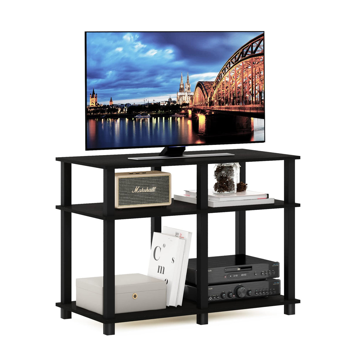 Furinno Romain Turn-N-Tube Soporte de TV para Televisores de hasta 40 Pulgadas, Espresso/Negro