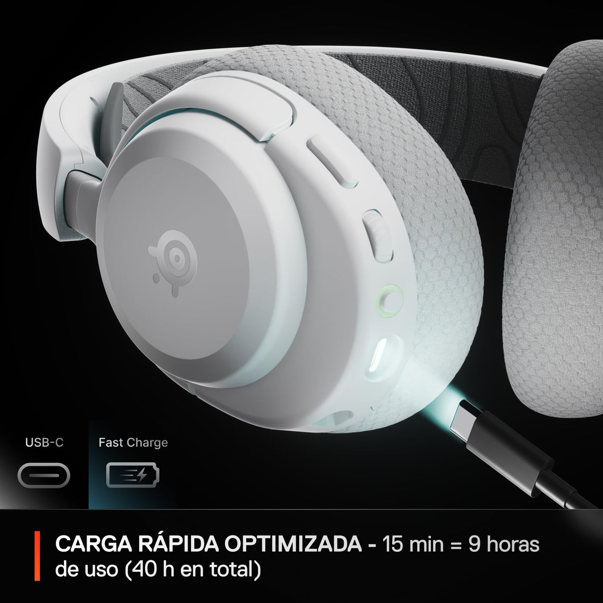 SteelSeries Arctis Nova 3P Wireless Auriculares Gaming multiplataforma - App - Batería 40h - Controladores magnéticos de neodimio - 2,4 GHz/Bluetooth - Micro extraíble - PS5, PS4, PC, Switch -Blanco