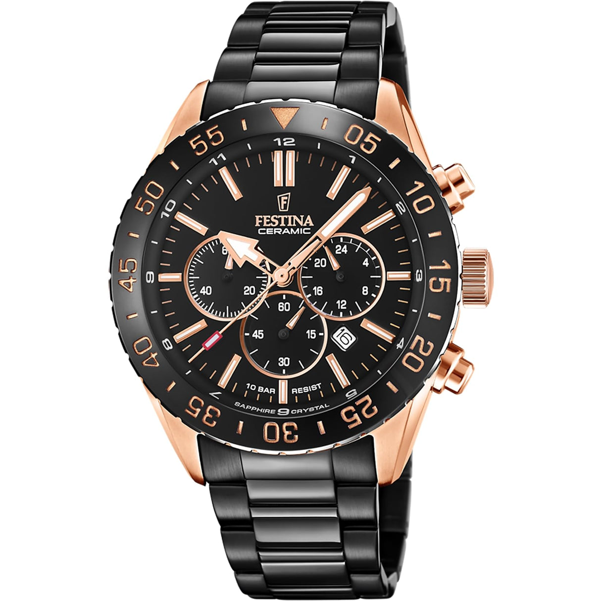 Festina Reloj Hombre F20578/1 Ceramic Caja de Acero Inoxidable 316l Multi Correa de Acero Inoxidable 316l Negro