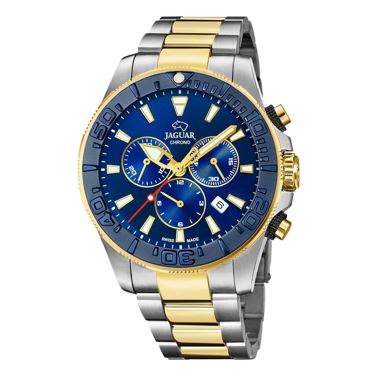 JAGUAR Reloj Modelo J873/1 de la colección Executive, Caja de 46,5 mm Azul con Correa de Acero Bicolor para Caballero