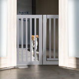 Relaxdays Barrera Seguridad Niños, Valla Protectora Bebés y Mascotas, 4 Paneles, con Puerta, Plegable, 70x207 cm, Gris, Tablero de Fibras