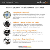 Walimex Pro 8 mm f/3.8 - Objetivo para Nikon (Distancia Focal Fija 8mm, Apertura f/3.8-22) Negro