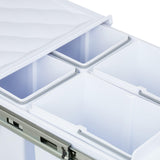 Relaxdays Cubo de Basura Cocina, 4 Compartimentos, 4X 8L, 34,6x34x51,8 cm, Extraíble, Papelera Fregadero, Blanco, Acero, Plástico, 4 x 8 L