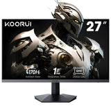 KOORUI Monitor 27 Pulgadas,Monitor Gaming 170Hz,Pantalla Ordenador IPS,QHD 2560x1440，Adaptive-Sync,1ms, DCI-P3 90%,2xHDMI,VESA,DisplayPort,inclinación Ajustable