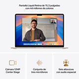 Apple 2025 MacBook Air de 15 Pulgadas con Chip M4: diseñado para Apple Intelligence, Pantalla Liquid Retina de 15,3 Pulgadas, 24 GB de Memoria unificada, 512 GB SSD, Teclado español; Blanco Estrella