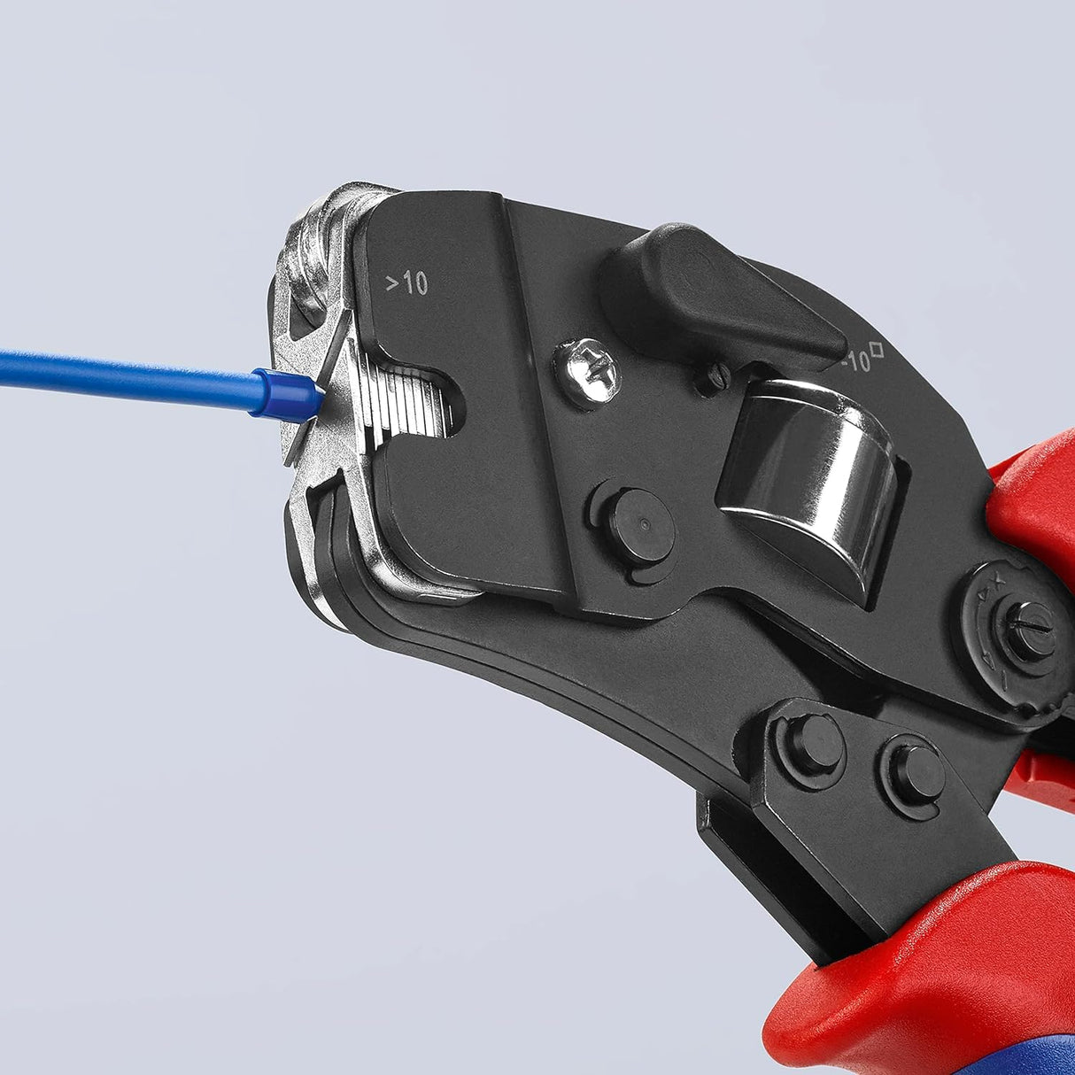 Knipex Alicate autoajustable para crimpar punteras huecas de acceso frontal bruñido, con fundas multicomponentes 190 mm (cartulina autoservicio/blíster) 97 53 09 SB