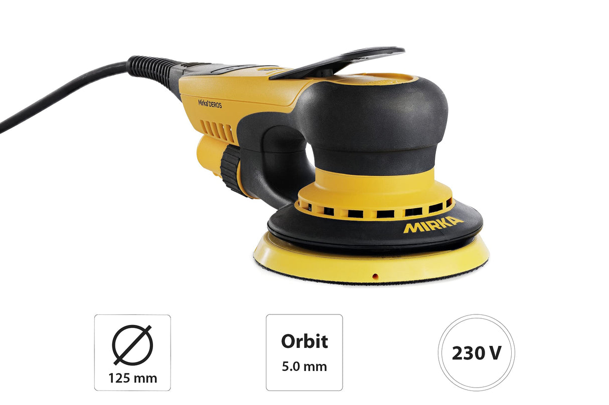 Mirka DEROS 550CV / Lijadora excéntrica con aspiración central y velcro / para lijas de Ø 125mm / 5,0mm de recorrido / MID5502022