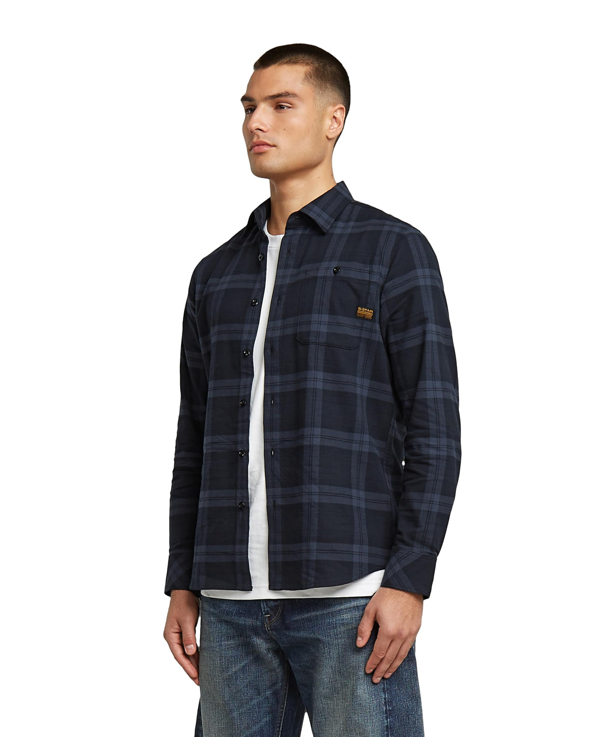 G-STAR Bristum 2.0 Slim Shirt Camiseta, India Ink Toby Check D23553-d748-h520, M Hombres