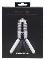 SAMSON Meteor Mic - Portable USB Studio Quality Condenser Microphone - High Performance, General Purpose/Podcast/Gaming/Music Recording Microphone, 16-bit, 44.1/48kHz Resolution, Silver Chrome