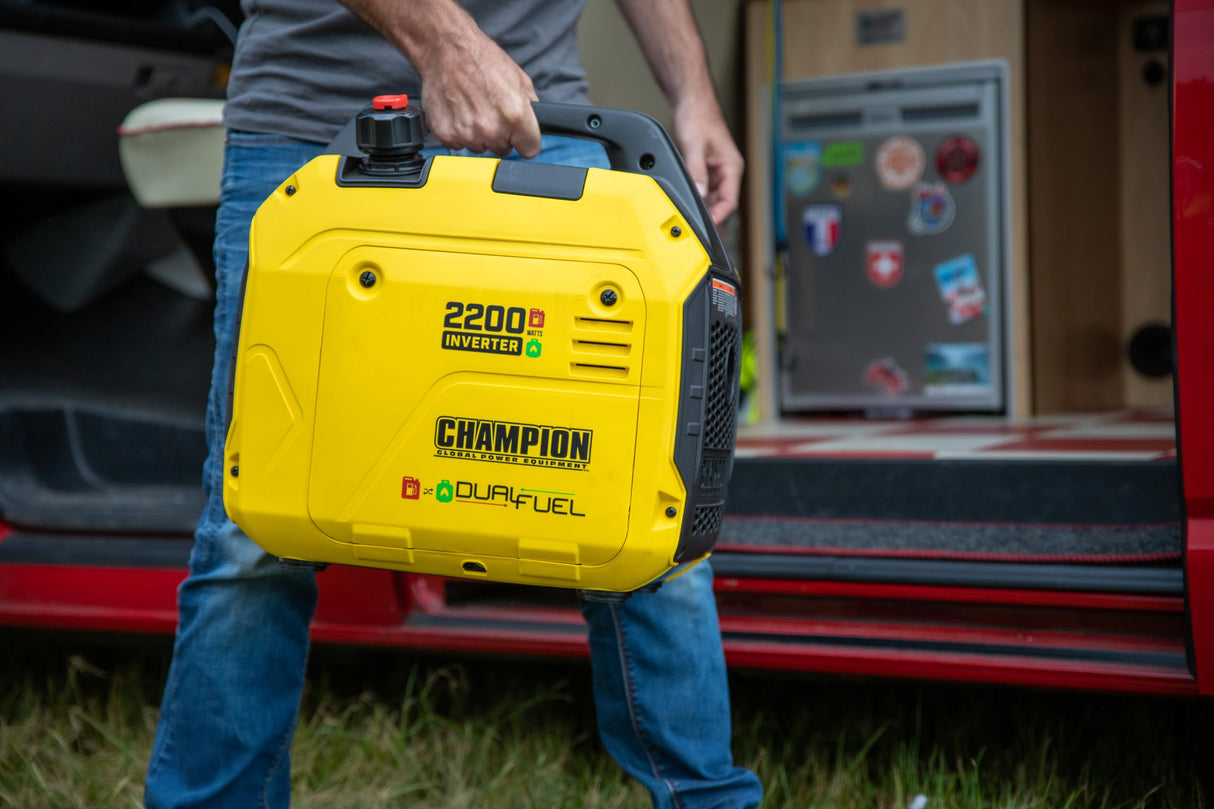 Champion 2200 "The Mighty Atom" (generador de combustible dual GLP/gasolina, 2,2 kW, con indicadores LED, con modo ECO) 92001i-DF-EU