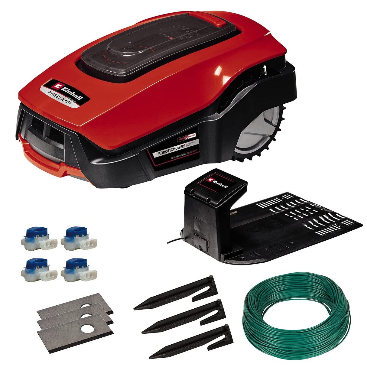 Einhell Robot cortacésped FREELEXO 800 LCD BT Solo Power X-Change. Para céspedes de hasta 800 m², cortacésped multizona, control Bluetooth, para pendientes de hasta el 35 %. No incluye batería