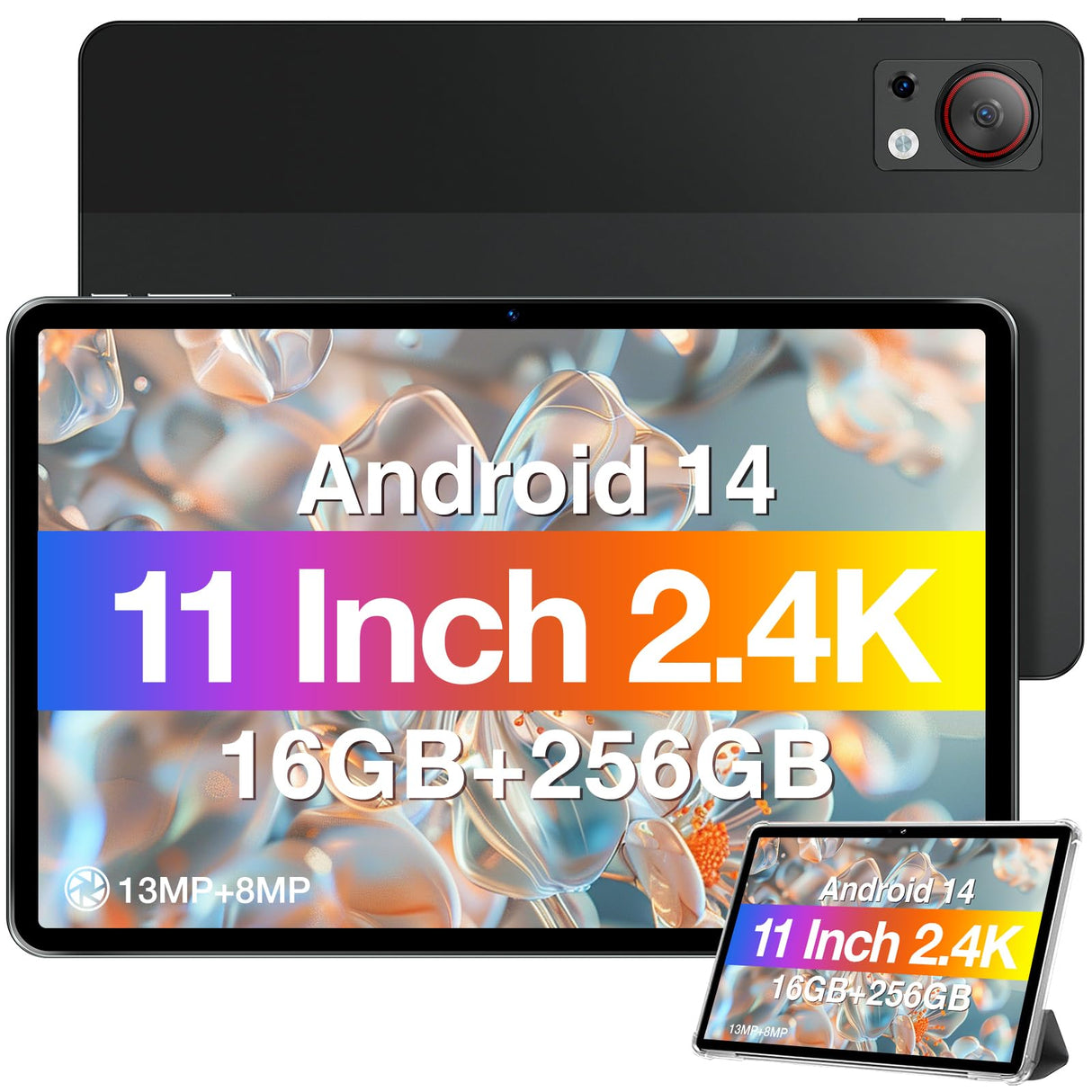 DOOGEE T30S Tableta Android 14, 2.4K 11 Pulgadas, 16GB RAM + 256GB ROM/TF 1TB, 5G WiFi, 13MP+8MP, 8580mAh, Widevine L1 Gaming, Negro