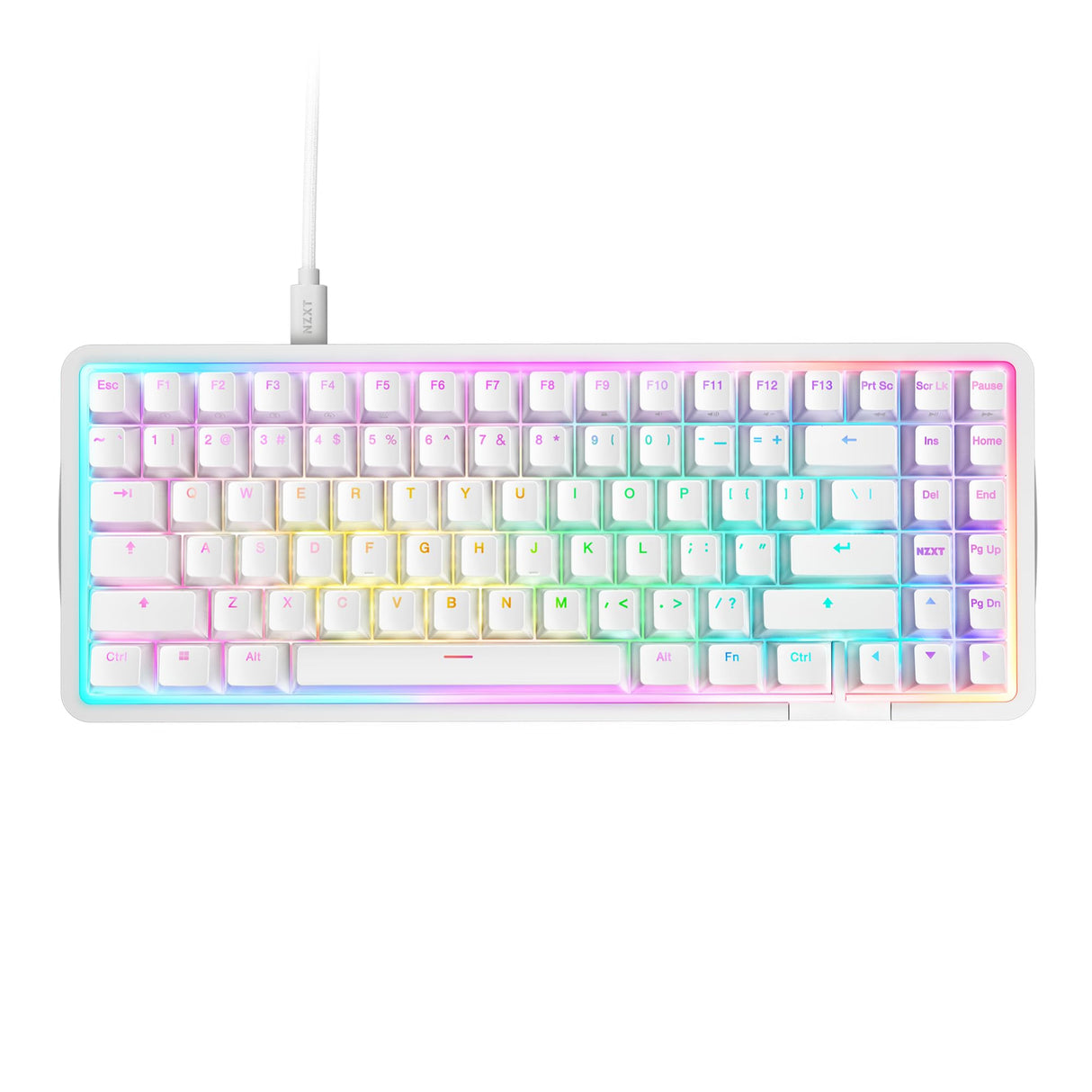 NZXT Teclado mecánico Gaming Function Elite MiniTKL con RGB magnético – Activación Ajustable – interruptores Hall Effect de Doble raíl –Disparador rápido – frecuencia de sondeo de 8K – DE – Blanco