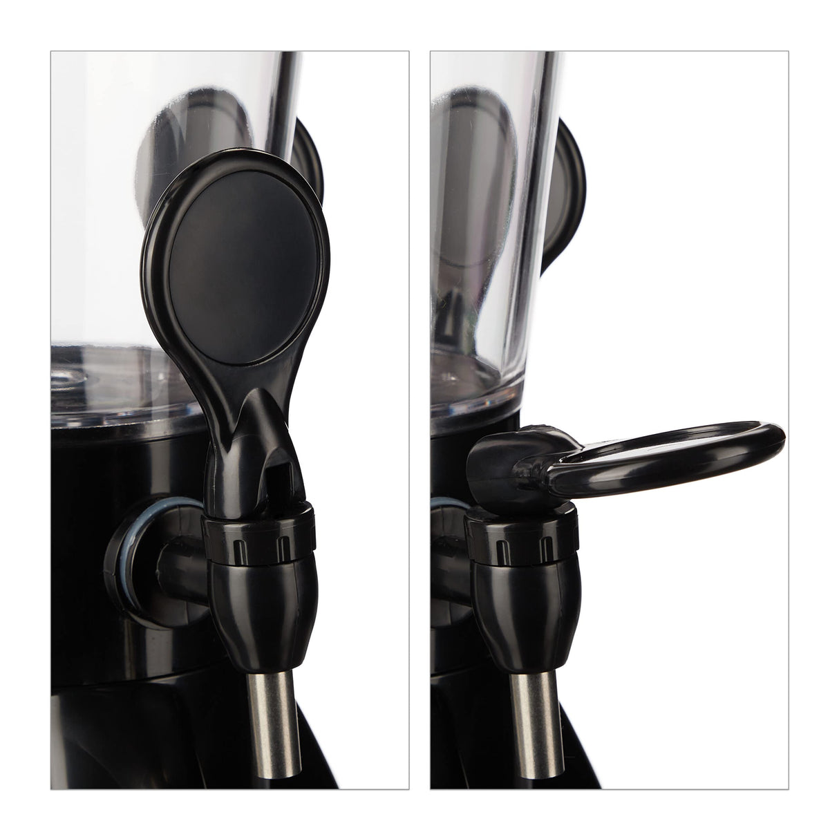 Relaxdays Columna Torre de Cerveza con 3 Grifos, 4 L, Dispensador de Bebidas con Enfriador, Beer Tower, Transparente y Negro