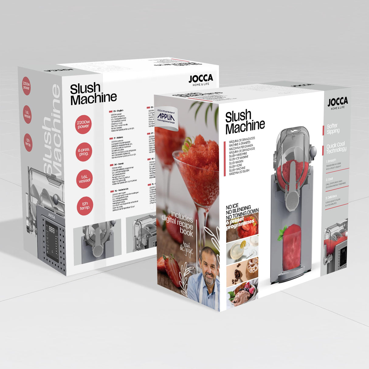 JOCCA - Máquina para Hacer Granizados, Helados, Batidos, Heladera – Capacidad 1,6L| No necesita hielo| 200W| Acero Inoxidable| Uso Profesional y Doméstico| Control Táctil