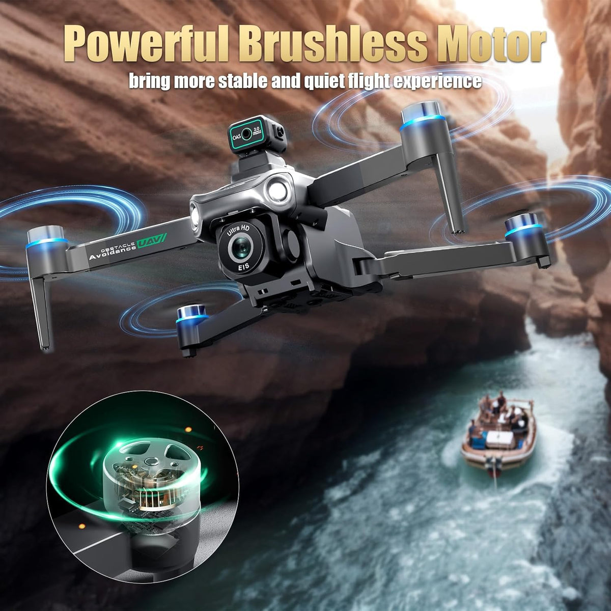 OBEST Drone GPS con Cámara 4K, Mando Distancia con Pantalla UHD 5.9", Dron Plegable con Tarjeta SD, 2 Batería 40Min, Transmisión FPV 5G, RC Cuadricóptero Adultos Estabilizador Seguimiento