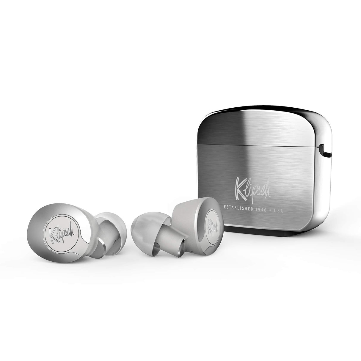 Klipsch T5 II True Wireless ANC Silver - Auriculares inalámbricos Bluetooth 5.0, Control Táctil, InEar, Control de Llamadas, Reducción de Ruido Activo, Noise Cancelling, Plata