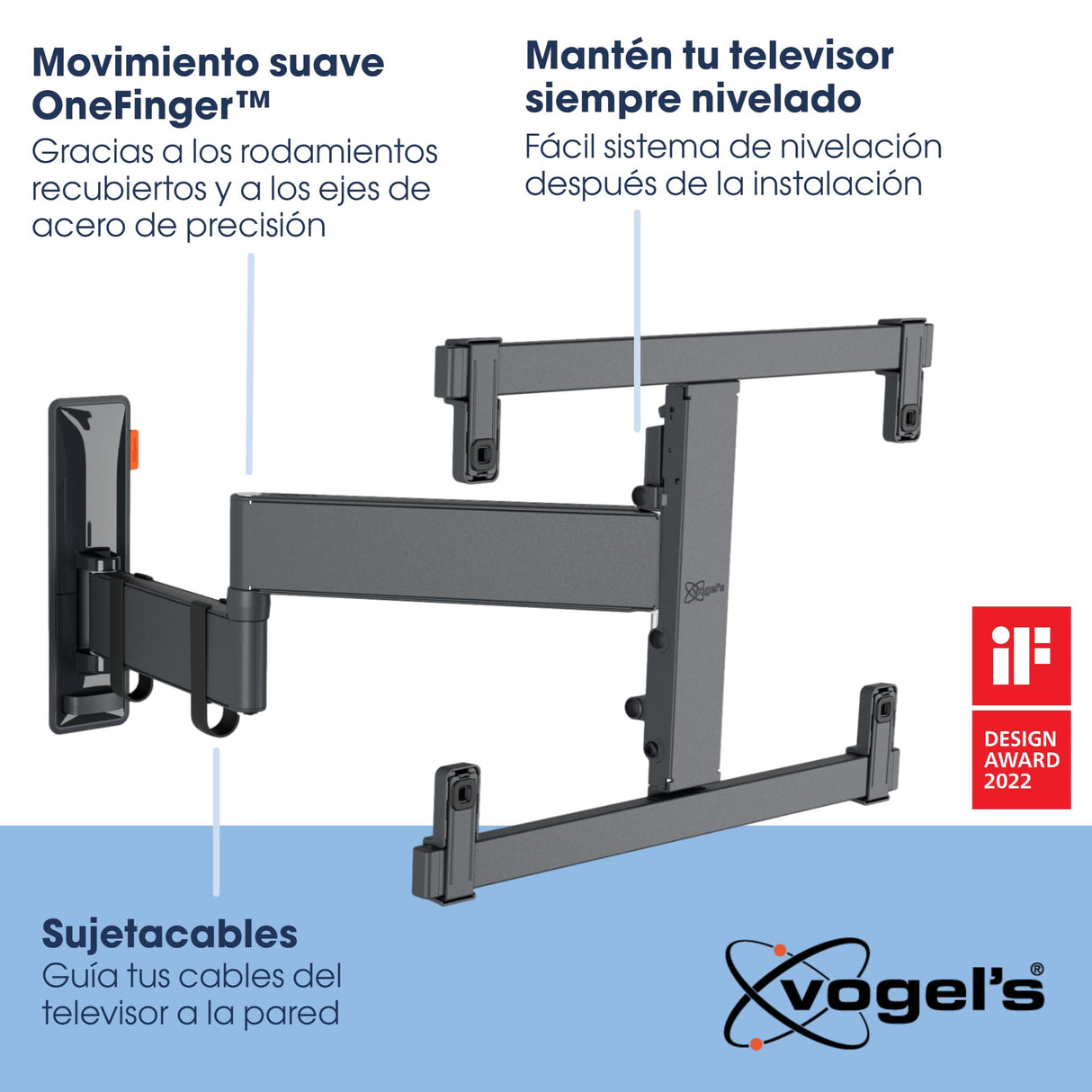 Vogel's TVM 3465 OLED Soporte TV Giratorio para televisores de Entre 32 a 65 Pulgadas, Máx 25 kg, Gira hasta 180º, Inclinable hasta 20º, Soporte para TV máx. VESA 400x400, Ideal para OLED
