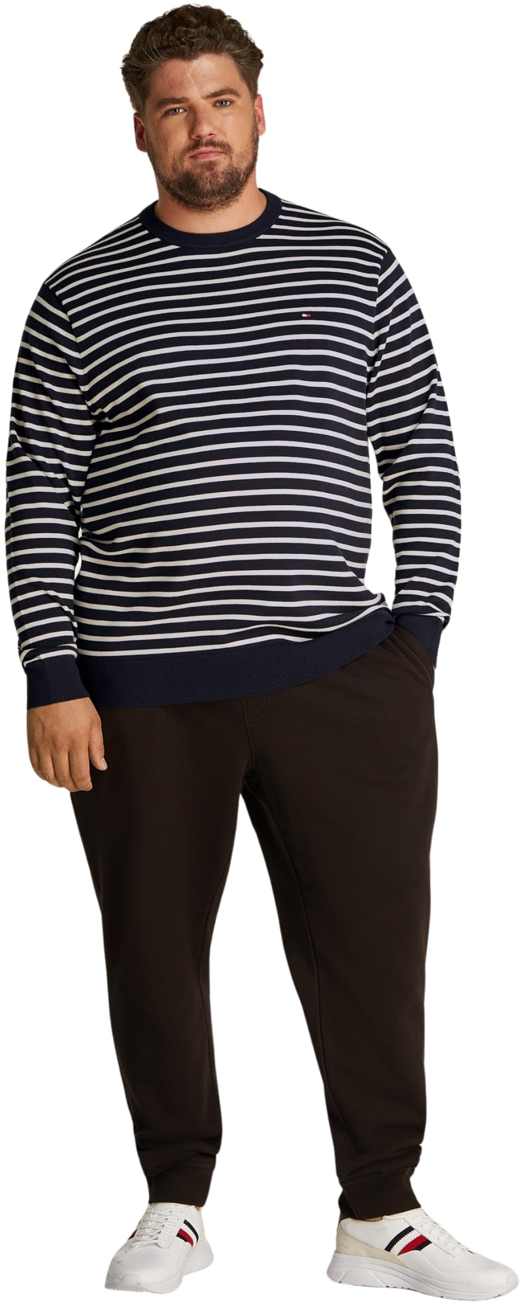 Tommy Hilfiger Jersey Hombre Essential Cotton con Cuello Redondo, Multicolor (Desert Sky/Ivory Petal), XXL