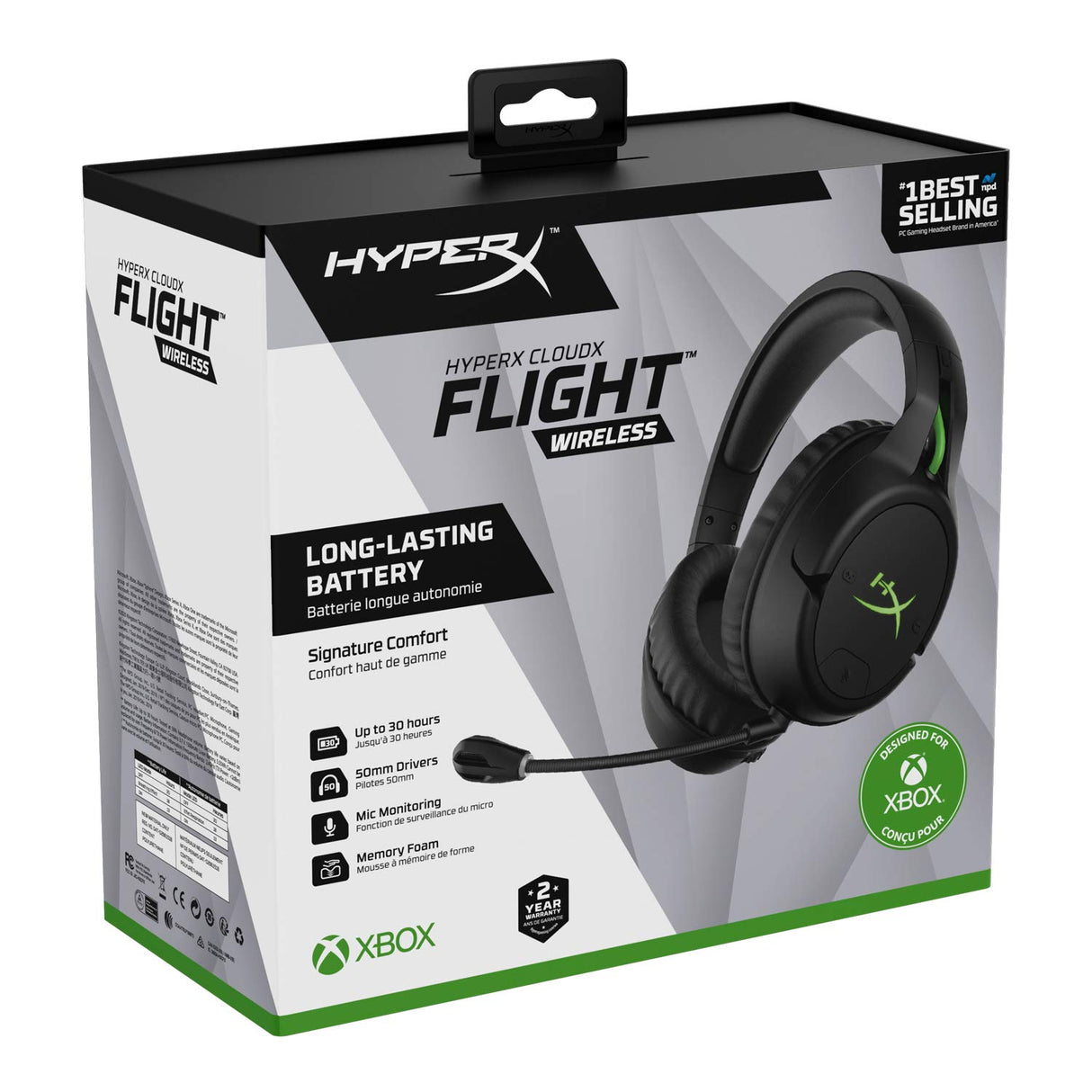 HyperX CloudX Flight para Xbox – Cascos de Gaming inalámbricos compatibles con Xbox