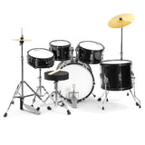 Tiger JDS14-BK Juego de batería junior de 5 piezas - Juego de batería negro para niños, edades de 3 a 10 años