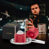 VEVOR Prensa para Bolas de Hielo 2,4" Kit de Aleación de Avión para Esferas de 60mm, Con Pinza y Bandeja de Goteo, para Whisky, Cocktail, Rojo